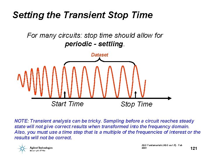 Setting the Transient Stop Time For many circuits: stop time should allow for periodic Setting the Transient Stop Time For many circuits: stop time should allow for periodic