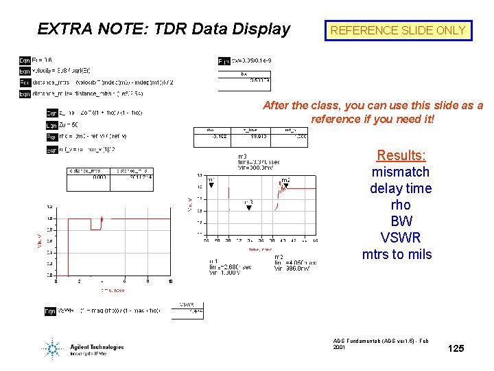 EXTRA NOTE: TDR Data Display REFERENCE SLIDE ONLY After the class, you can use EXTRA NOTE: TDR Data Display REFERENCE SLIDE ONLY After the class, you can use