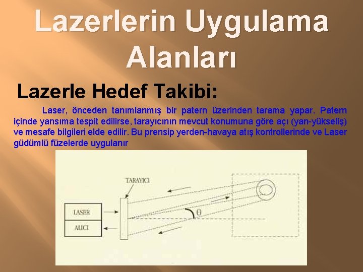Lazerlerin Uygulama Alanları Lazerle Hedef Takibi: Laser, önceden tanımlanmış bir patern üzerinden tarama yapar.