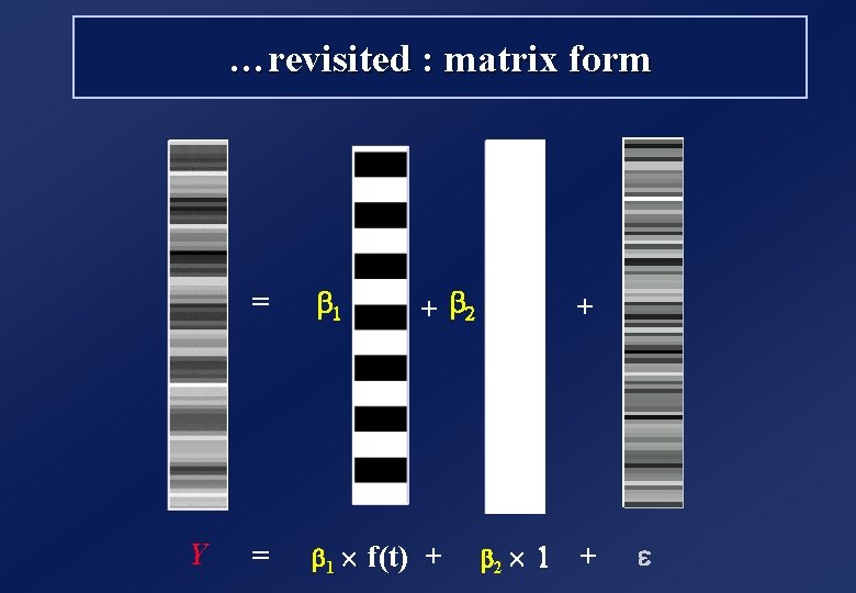 …revisited : matrix form Y + b 2 = b 1 ´ f(t) +