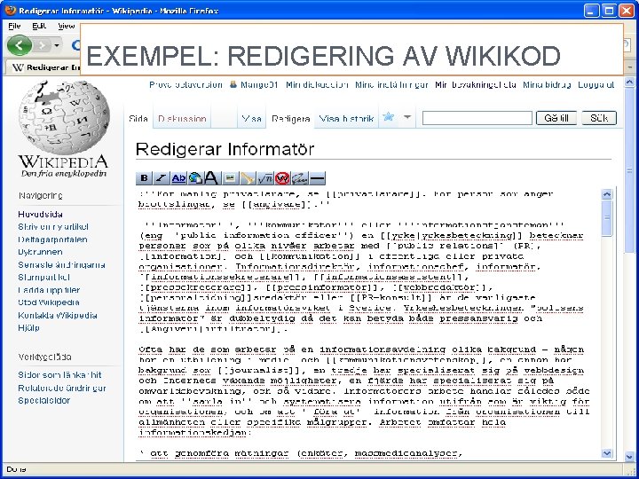 EXEMPEL: REDIGERING AV WIKIKOD 