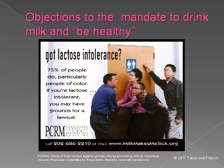 Objections to the mandate to drink milk and “be healthy” PCRM’s notice of their
