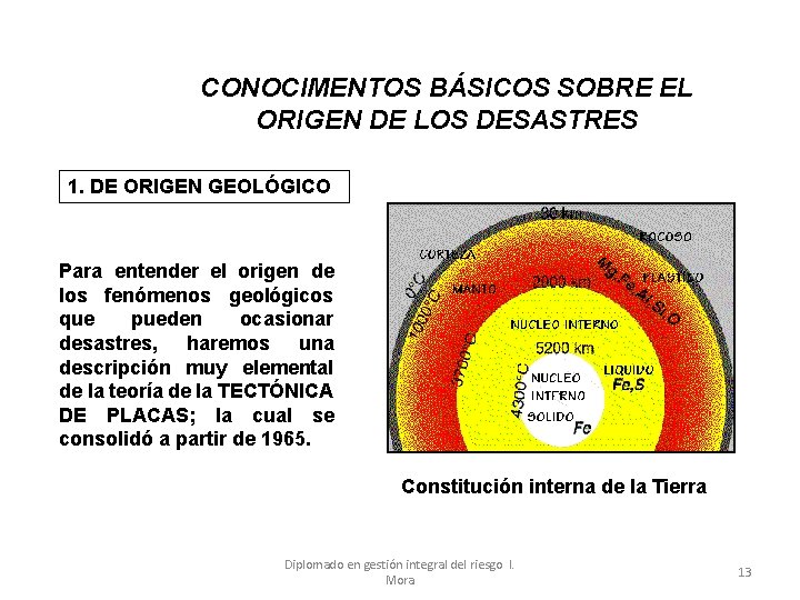CONOCIMENTOS BÁSICOS SOBRE EL ORIGEN DE LOS DESASTRES 1. DE ORIGEN GEOLÓGICO Para entender