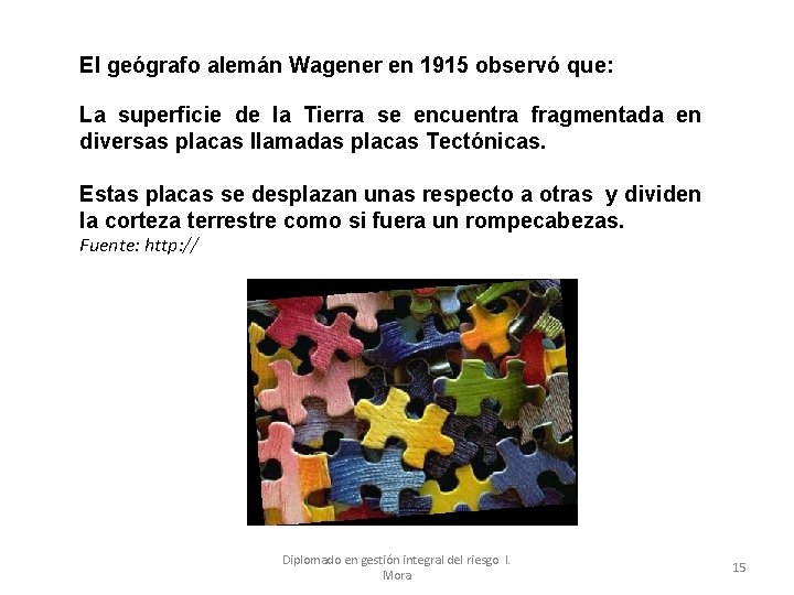 El geógrafo alemán Wagener en 1915 observó que: La superficie de la Tierra se