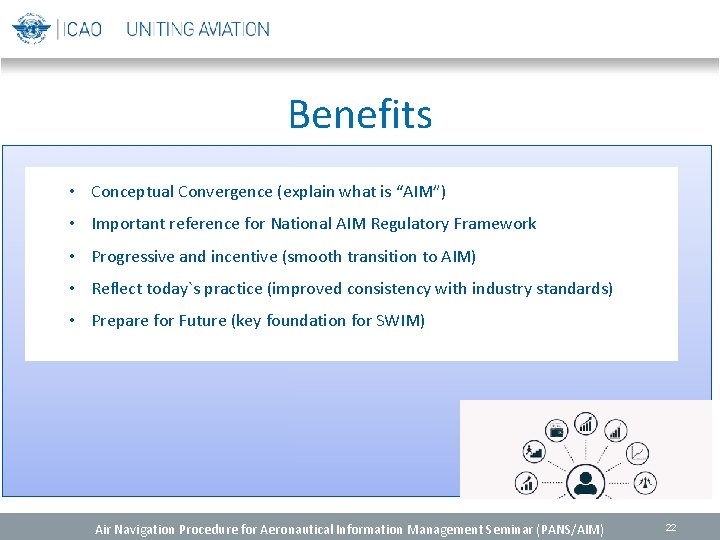 Benefits • Conceptual Convergence (explain what is “AIM”) • Important reference for National AIM