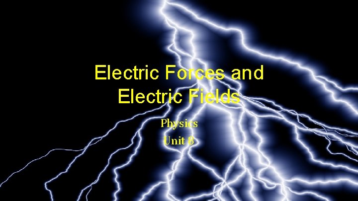 Electric Forces and Electric Fields Physics Unit 8 