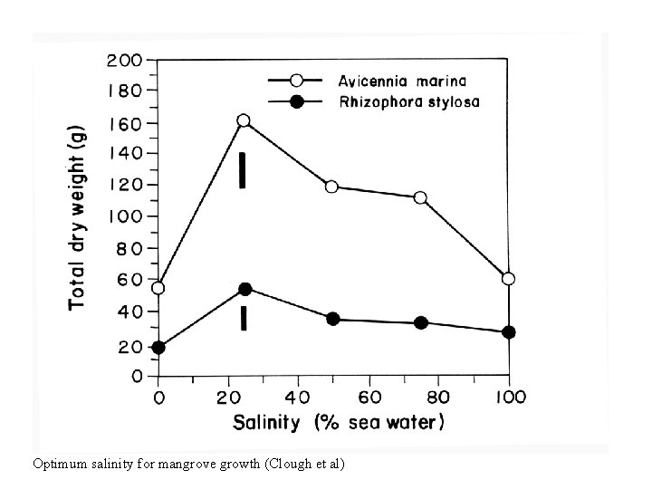 Optimum salinity for mangrove growth (Clough et al) 