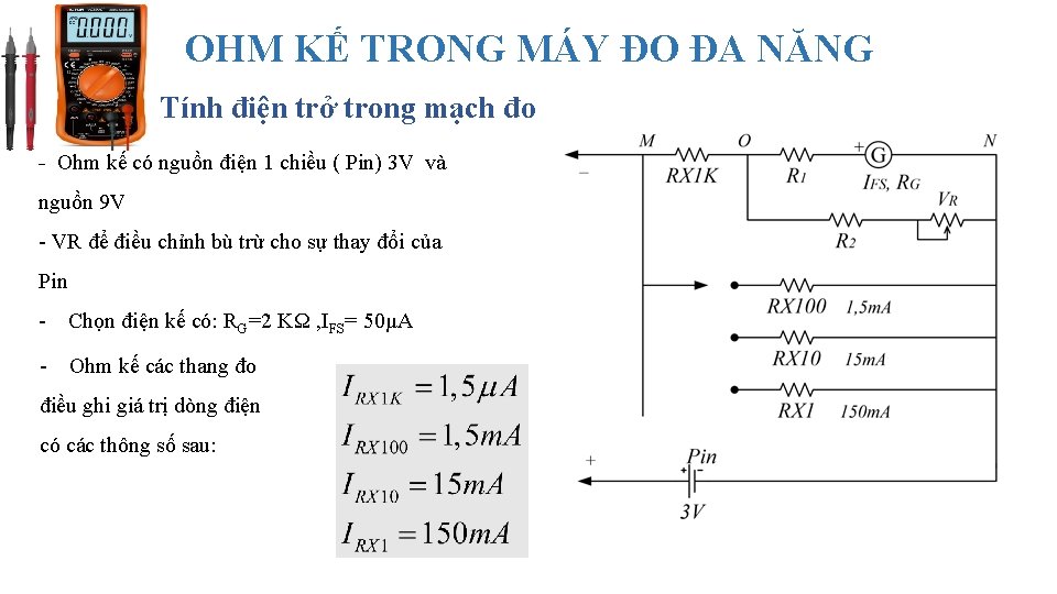 OHM KẾ TRONG MÁY ĐO ĐA NĂNG Tính điện trở trong mạch đo -