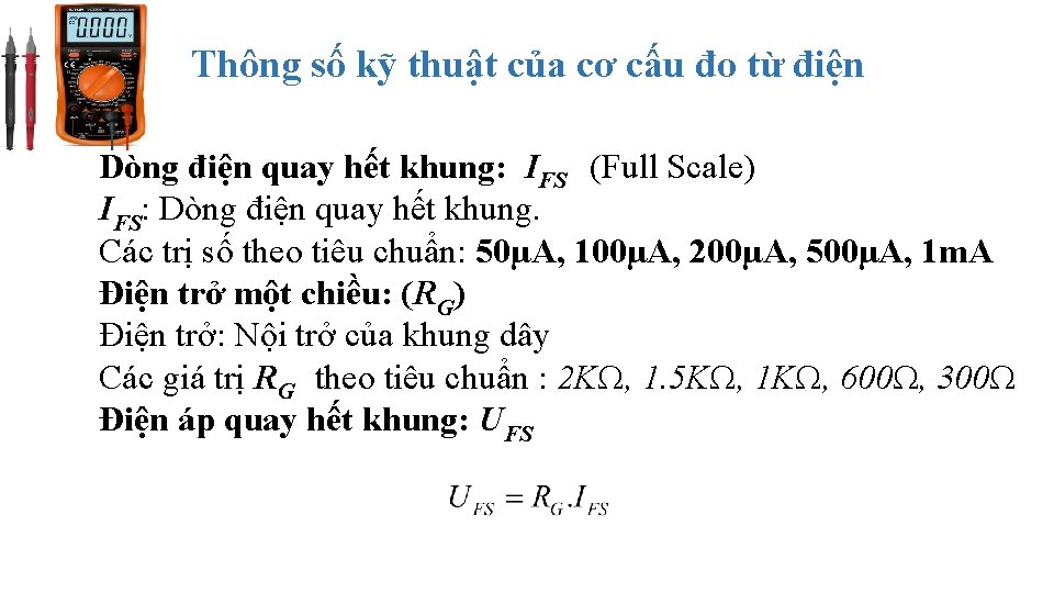 Thông số kỹ thuật của cơ cấu đo từ điện Dòng điện quay hết