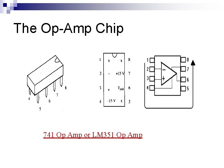 The Op-Amp Chip 741 Op Amp or LM 351 Op Amp 