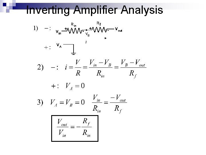 Inverting Amplifier Analysis 
