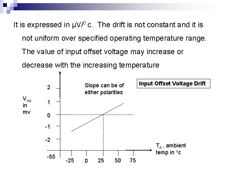 It is expressed in μV/0 c. The drift is not constant and it is