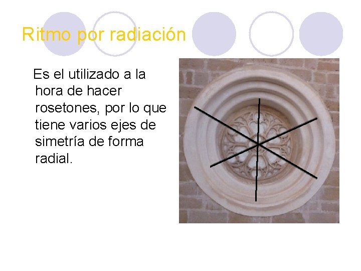 Ritmo por radiación Es el utilizado a la hora de hacer rosetones, por lo