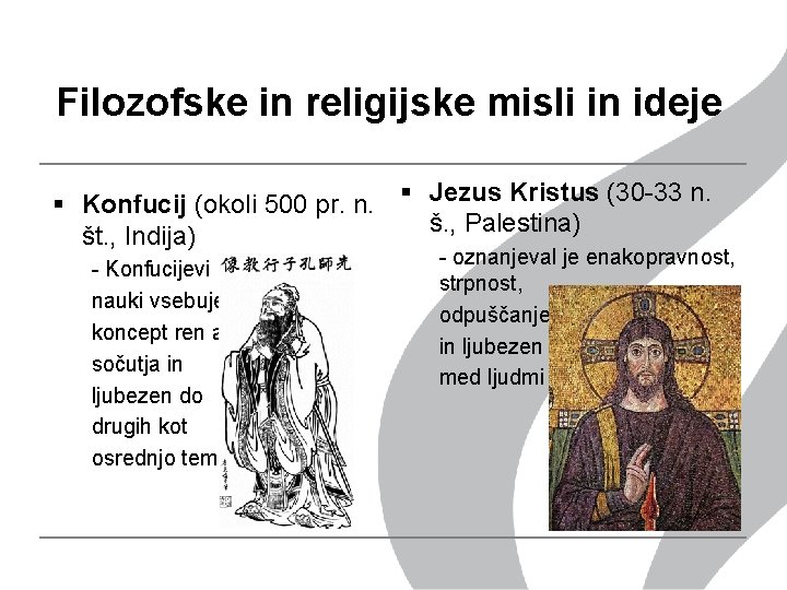 Filozofske in religijske misli in ideje § Konfucij (okoli 500 pr. n. § Jezus