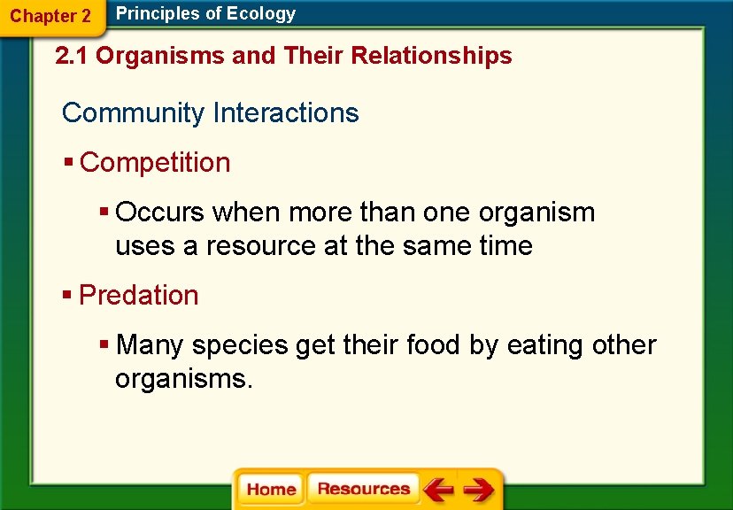 Chapter 2 Principles of Ecology 2. 1 Organisms and Their Relationships Community Interactions §