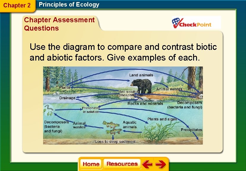 Chapter 2 Principles of Ecology Chapter Assessment Questions Use the diagram to compare and