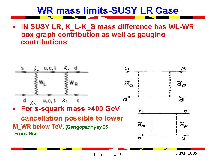 WR mass limits-SUSY LR Case • IN SUSY LR, K_L-K_S mass difference has WL-WR