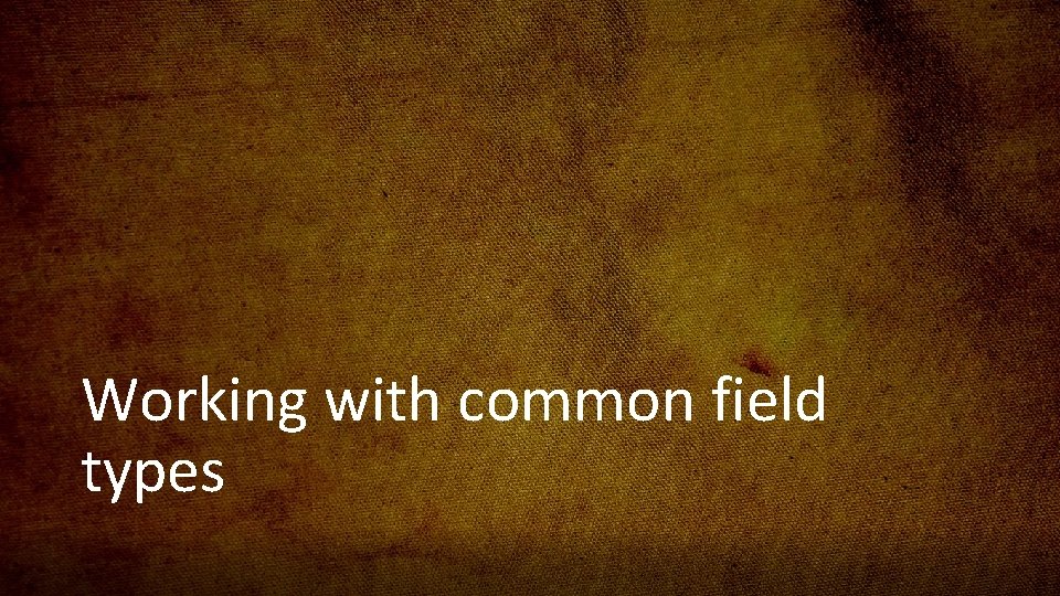 Working with common field types 