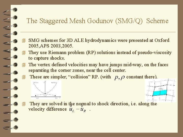 The Staggered Mesh Godunov (SMG/Q) Scheme 4 SMG schemes for 3 D ALE hydrodynamics