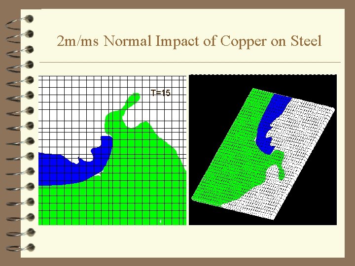 2 m/ms Normal Impact of Copper on Steel T=15 