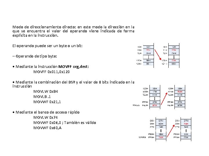 Modo de direccionamiento directo: en este modo la dirección en la que se encuentra