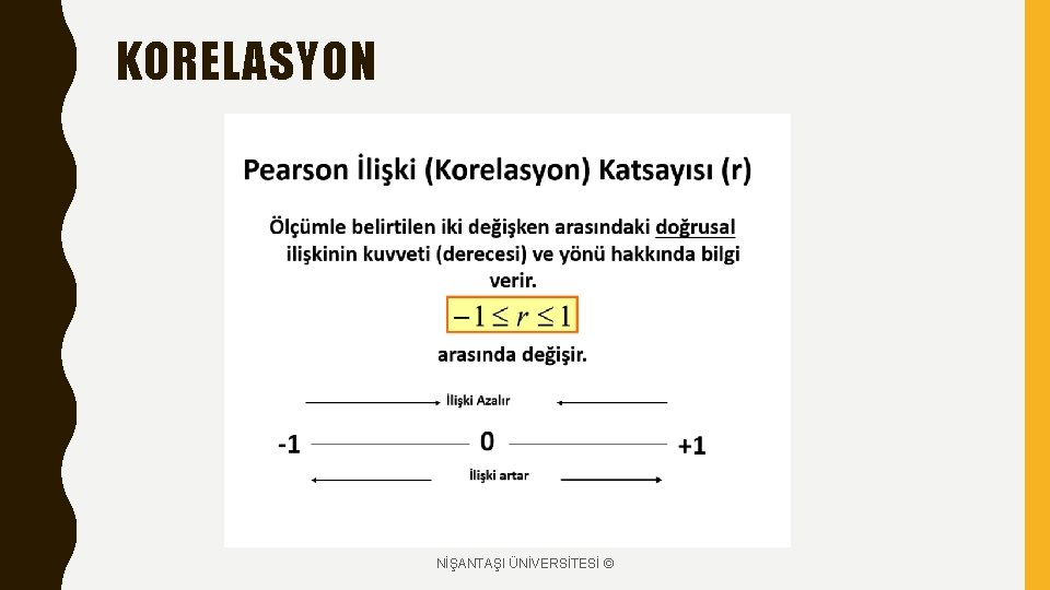 KORELASYON NİŞANTAŞI ÜNİVERSİTESİ © 