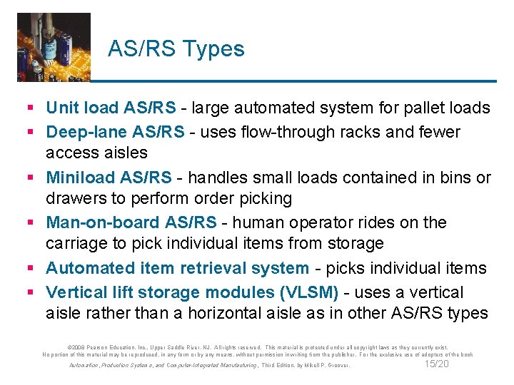 AS/RS Types § Unit load AS/RS - large automated system for pallet loads §