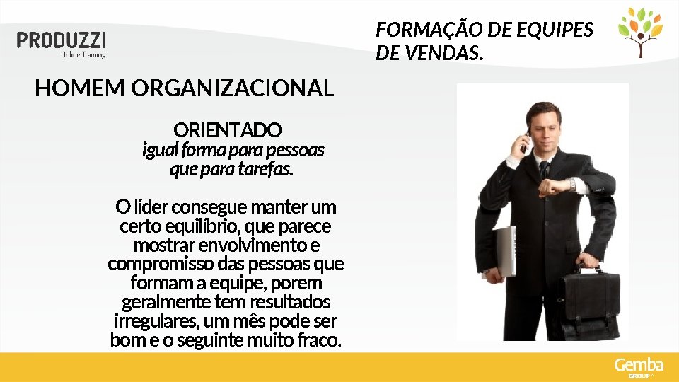 FORMAÇÃO DE EQUIPES DE VENDAS. HOMEM ORGANIZACIONAL ORIENTADO igual forma para pessoas que para