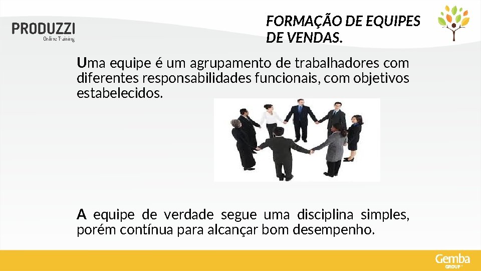 FORMAÇÃO DE EQUIPES DE VENDAS. Uma equipe é um agrupamento de trabalhadores com diferentes