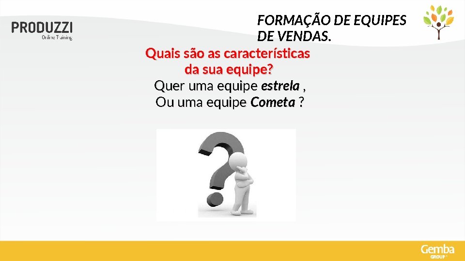 FORMAÇÃO DE EQUIPES DE VENDAS. Quais são as características da sua equipe? Quer uma