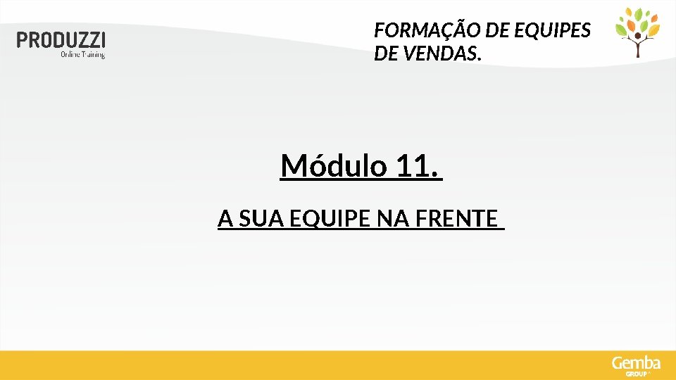FORMAÇÃO DE EQUIPES DE VENDAS. Módulo 11. A SUA EQUIPE NA FRENTE 