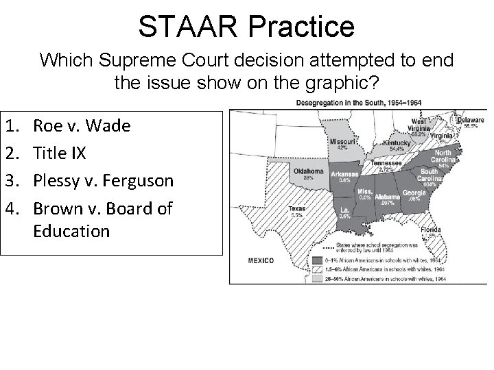STAAR Practice Which Supreme Court decision attempted to end the issue show on the