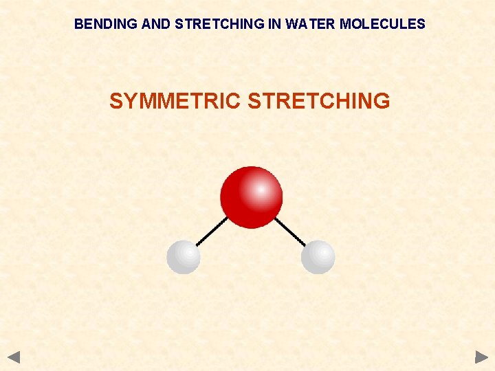 BENDING AND STRETCHING IN WATER MOLECULES SYMMETRIC STRETCHING BENDING AND STRETCHING IN WATER MOLECULES SYMMETRIC STRETCHING
