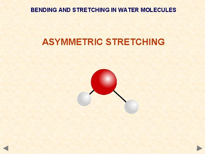 BENDING AND STRETCHING IN WATER MOLECULES ASYMMETRIC STRETCHING BENDING AND STRETCHING IN WATER MOLECULES ASYMMETRIC STRETCHING