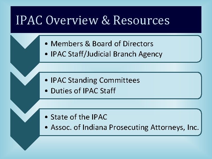 IPAC Overview & Resources • Members & Board of Directors • IPAC Staff/Judicial Branch