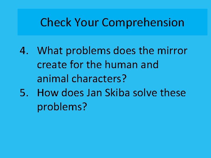 Check Your Comprehension 4. What problems does the mirror create for the human and