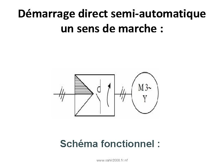 Démarrage direct semi-automatique un sens de marche : Schéma fonctionnel : www. sahir 2008.