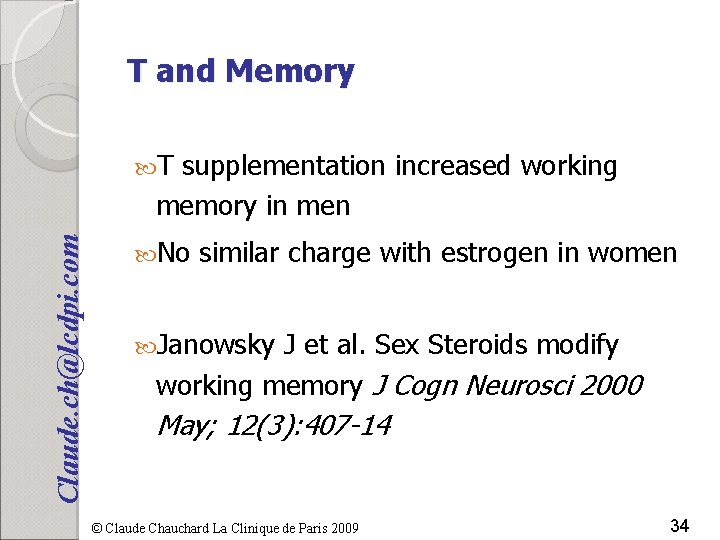 T and Memory supplementation increased working memory in men Claude. ch@lcdpi. com T No