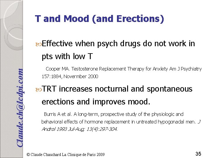 T and Mood (and Erections) Effective when psych drugs do not work in Claude.