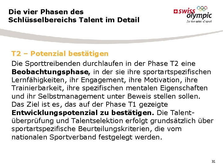 Die vier Phasen des Schlüsselbereichs Talent im Detail T 2 – Potenzial bestätigen Die Die vier Phasen des Schlüsselbereichs Talent im Detail T 2 – Potenzial bestätigen Die