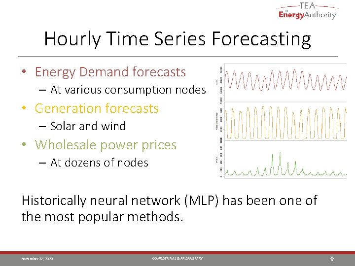 Hourly Time Series Forecasting • Energy Demand forecasts – At various consumption nodes •