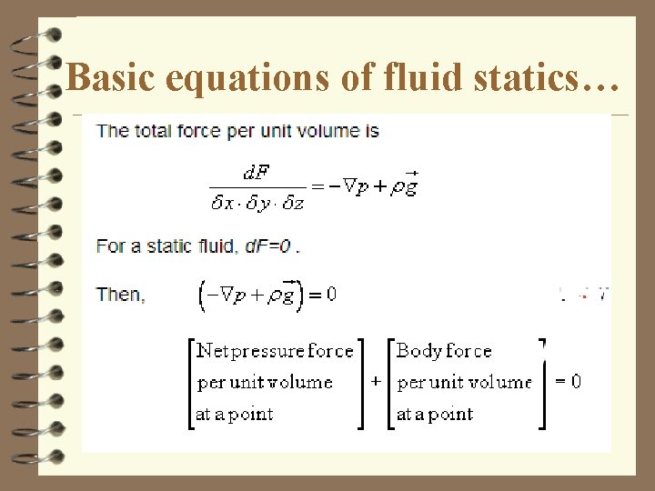 Basic equations of fluid statics… 