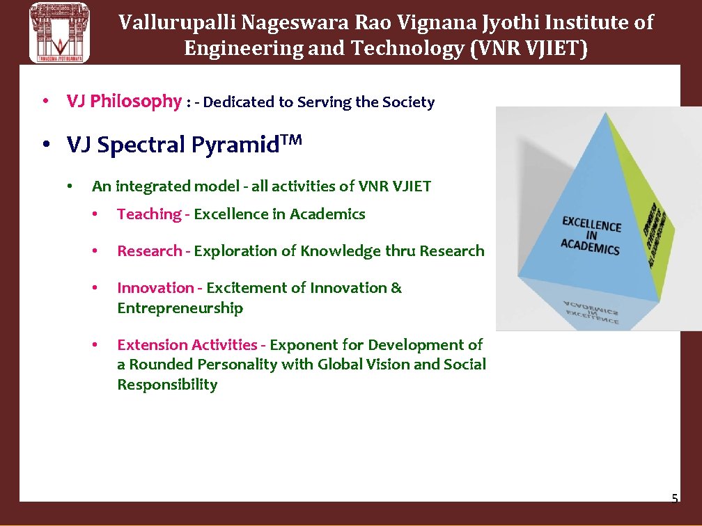 Vallurupalli Nageswara Rao Vignana Jyothi Institute of Engineering and Technology (VNR VJIET) • VJ