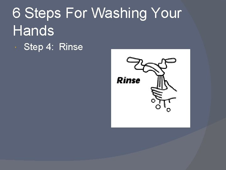 6 Steps For Washing Your Hands Step 4: Rinse 