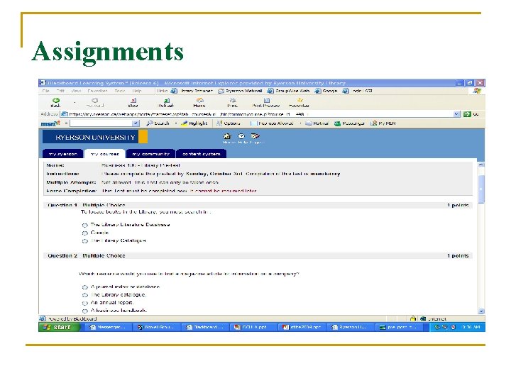 Assignments Assignments