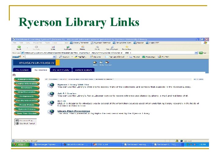 Ryerson Library Links Ryerson Library Links