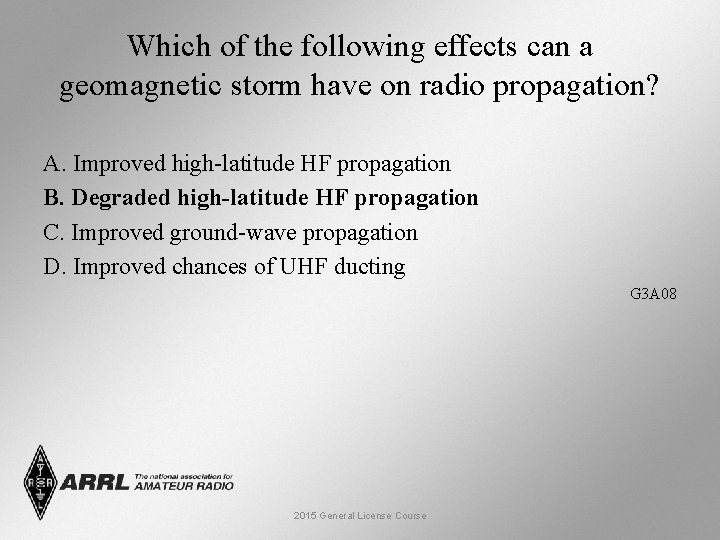 Which of the following effects can a geomagnetic storm have on radio propagation? A.