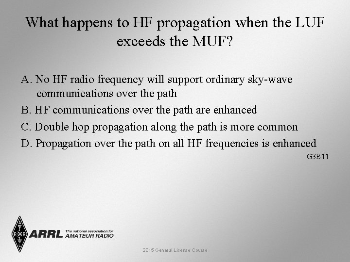 What happens to HF propagation when the LUF exceeds the MUF? A. No HF