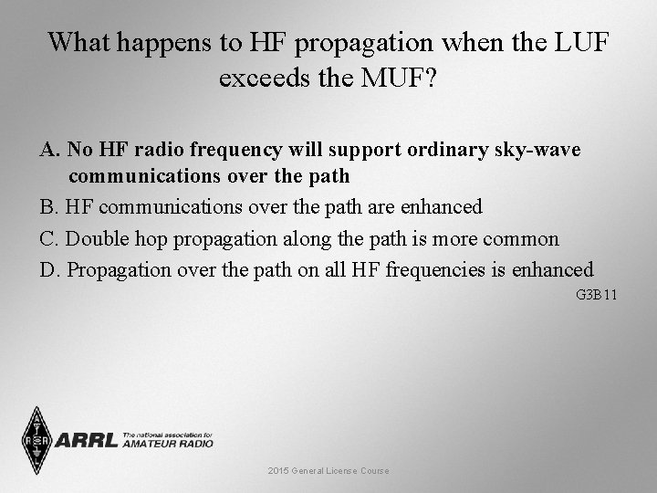What happens to HF propagation when the LUF exceeds the MUF? A. No HF