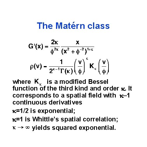The Matérn class where is a modified Bessel function of the third kind and